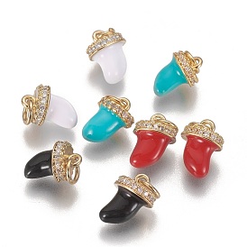 Cubic Zirconia Charms, with Enamel and Brass Findings, Long-Lasting Plated, Sword, Golden