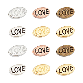 Tibetan Style Alloy Beads, for Valentine's Day, Oval with Word Love