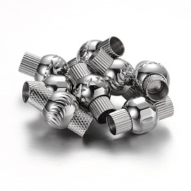 Column 304 Stainless Steel Magnetic Clasps with Glue-in Ends, 20x11.5mm, Hole: 6mm