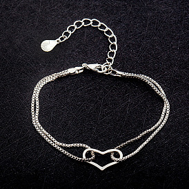 Elegant Double-layer Heart Bracelet - Simple and Sweet, Versatile Hand Chain.