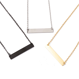 304 Stainless Steel Rectangle Pendant Necklace for Men Women Ion Plating(IP)