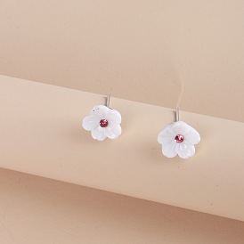 Fashionable and Elegant White and Blue Flower Earrings - Creative Ear Jewelry