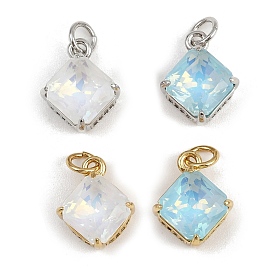 Кулон из циркония, ромб прелести, со стеклом и прыжковым кольцом, стойки покрытие, без свинца и без кадмия, долговечный