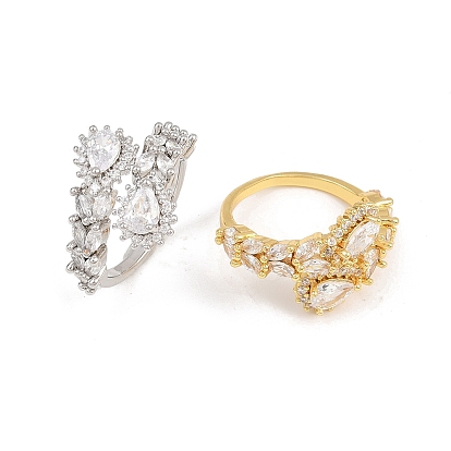 Манжеты из латуни с микро паве кубический цирконий для женщин, слеза, долговечный, стойки покрытие, без кадмия и без свинца