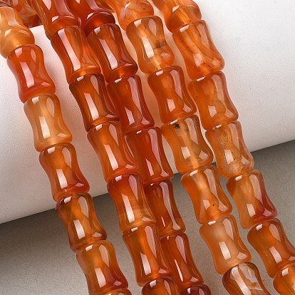 Brins de perles d'agate rouge naturelle (teintes et chauffées), bambou commune
