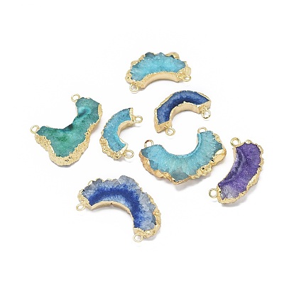 Подвески из натурального druzy quartz, солнечный кварц, с латунной фурнитурой , окрашенные, форма буквы и, разноцветные