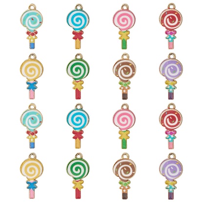 40 шт 8 стили подвески из сплава эмали, золотые, леденец очарование