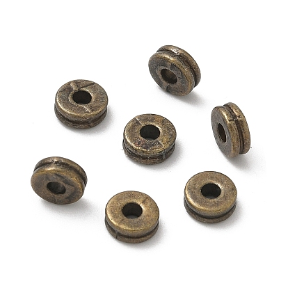 Тибетский стиль плоские круглые бусины сплава проставки, без кадмия и без свинца, 6x3 мм, Отверстие : 1.5 мм , около 2500 шт / 1000 г