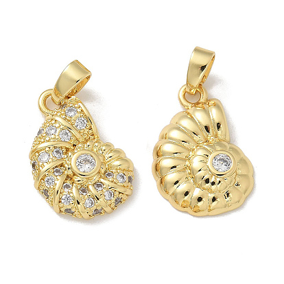 Латунные микропаве прозрачные подвески с фианитом, без кадмия, без никеля и без свинца, раковины прелести