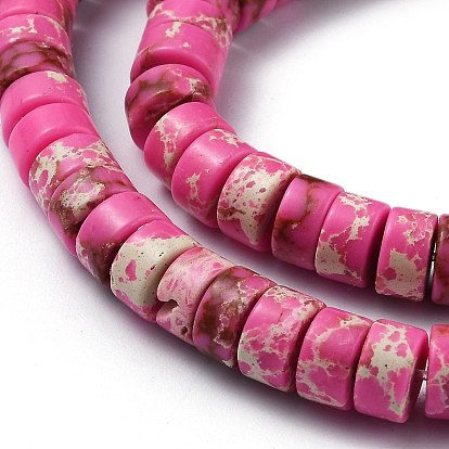 Synthetic Imperial Jasper Beads Strands, Dyed, Flat Round/Disc, Heishi Beads