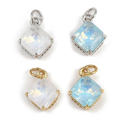 Кулон из циркония, ромб прелести, со стеклом и прыжковым кольцом, стойки покрытие, без свинца и без кадмия, долговечный