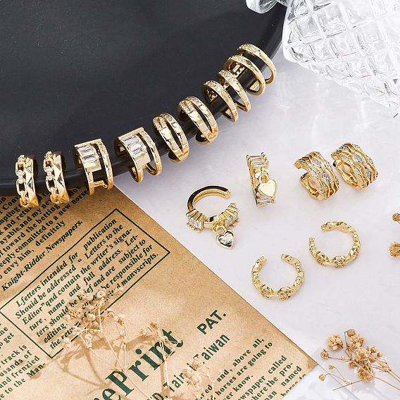 Серьги-манжеты из латуни с микропаве и прозрачным циркониевым покрытием для женщин, без кадмия и без свинца, долговечный