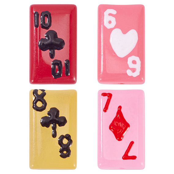 4 шт. окрашенные стеклянные бусины эмалированные бусины, бусины ручной работы, игральная карта