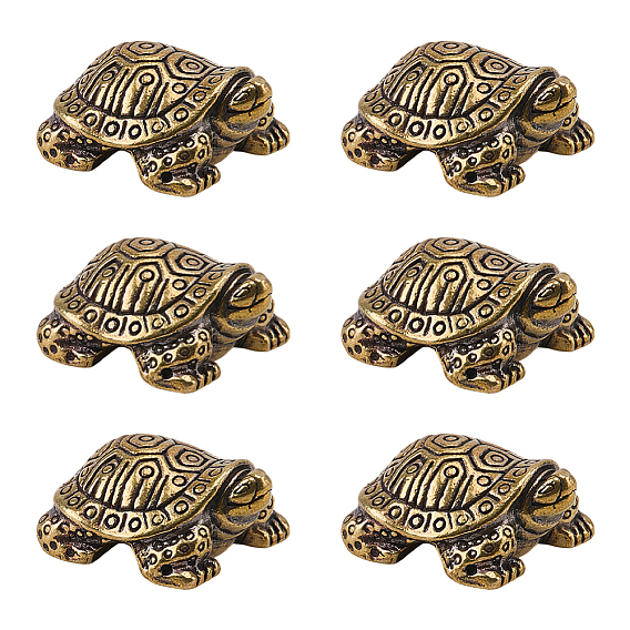 6Pcs Brass Tortoise Display Decoration, for Home Office Decoration