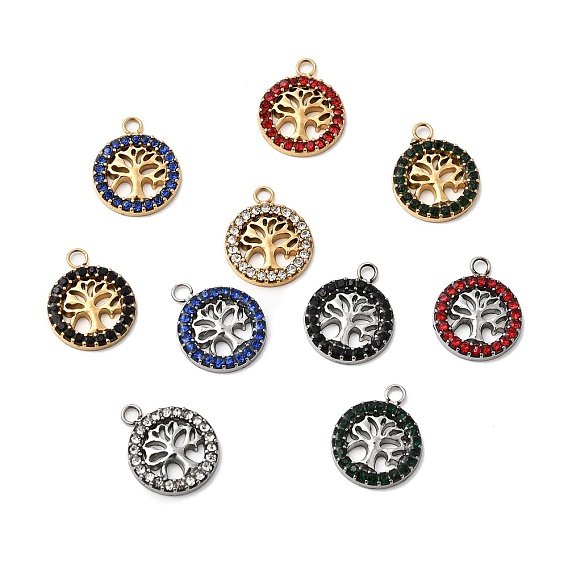 304 подвески из нержавеющей стали с микропаве из стразов, древо жизни прелести