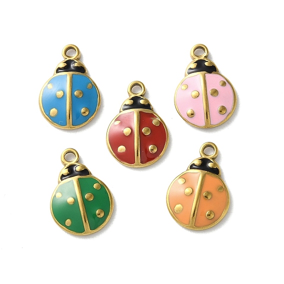 304 из нержавеющей стали шармы эмали, ионное покрытие (ip), очарование божьей коровки, золотые