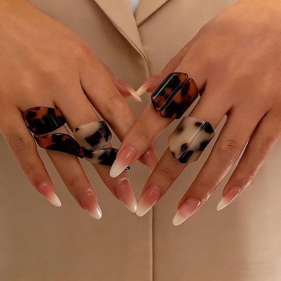 Акриловые открытые кольца-манжеты для женщин, самородки с леопардовым принтом