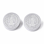 304 Stainless Steel Beads, Flat Round with Saint Benedict Medal