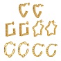 5 Pairs 5 Style Brass Half Hoop Earrings, C-shape & Star & Heart & Square Stud Earrings for Women
