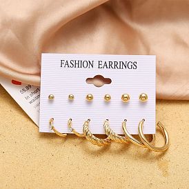 Stylish 6-Piece Set of Basic Earrings for Everyday Wear
