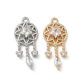 Латунные микропаве прозрачные подвески с фианитом, долговечный, чистый шарм