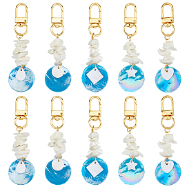 10 шт. 5 стили плоские круглые ab цветные позолоченные украшения из ракушек capiz, с натуральной пресноводной ракушкой и белой перламутровой крошкой