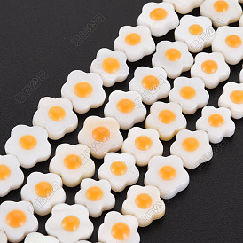 Natural Freshwater Shell Beads with Enamel, Flower