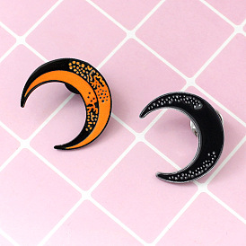 Fashion Crescent Moon Enamel Pin for Jeans Collar Backpack Gift (Yellow/Black)