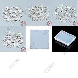 4pcs 4 styles 925 ensembles de pendentifs en argent sterling, avec tampon 925 et anneau de saut, formes mixtes, avec tissu en daim double face, chiffon de polissage argenté