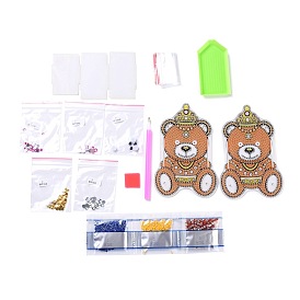 5D DIY Bear Pattern Animal Diamond Painting Pencil Cup Holder Ornaments Kits, with Resin Rhinestones, Sticky Pen, Tray Plate, Glue Clay and Acrylic Plate