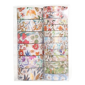 Floral Theme Pattern Paper Adhesive Tape, Hot Stamping Roll Stickers, for Card-Making, Scrapbooking, Diary, Planner, Envelope & Notebooks