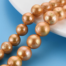 Natural Keshi Pearl Beads Strands, Cultured Freshwater Pearl, Round