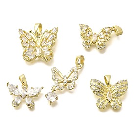 Покрытие стойки латунь микропаве прозрачные подвески из кубического циркония, бабочки прелести, долговечный, без свинца и без кадмия