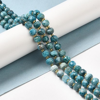 Natural Apatite Beads Strands, with Seed Beads, Faceted Rondelle