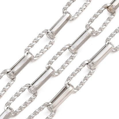 304 Stainless Steel Rectangle Link Chain, Unwelded, with Spool