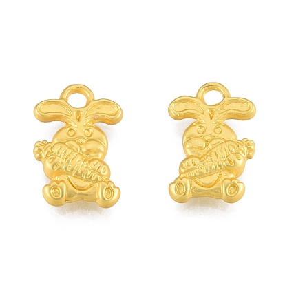 Alloy Charms, Matte Style, Rabbit with Carrot