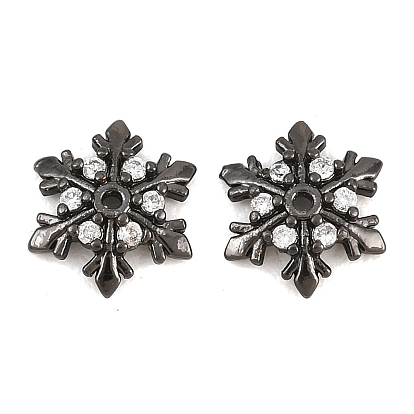 Латунные прозрачные бусины из кубического циркония, без кадмия и без свинца, стойки покрытие, долговечный, снежинка