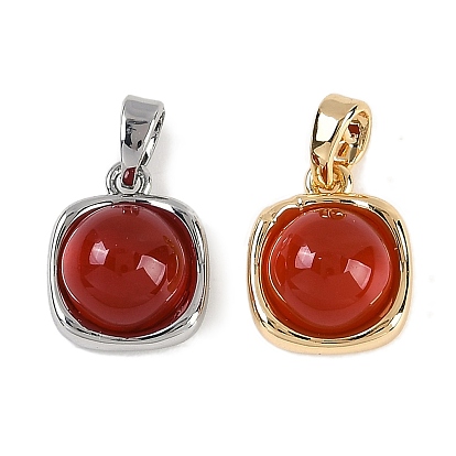 Натуральные сердолики (окрашенные и нагретые) квадратные подвески, латунь прелести