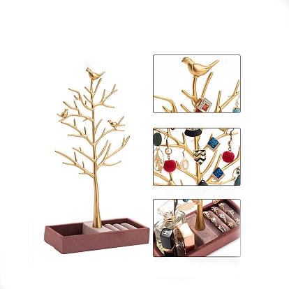 Metal Earring Display Stands, with Wood Basement, Tree of Life
