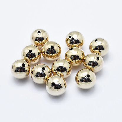 Brass Beads, Long-Lasting Plated, Nickel Free, Round