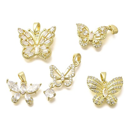 Покрытие стойки латунь микропаве прозрачные подвески из кубического циркония, бабочки прелести, долговечный, без свинца и без кадмия