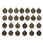 Alloy Pendant Cabochon Settings For Enamel, Flat Round with Alphabet