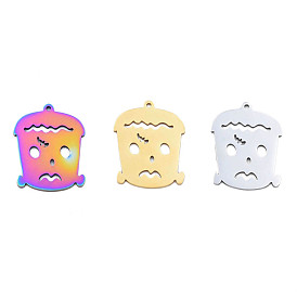 201 Stainless Steel Pendants, Halloween Style, Human Face
