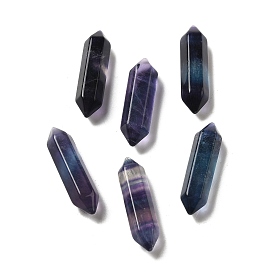 Double Point Tower Natural Fluorite Healing Stone Wands, for Reiki Chakra Meditation Therapy Decors, Hexagon Prism