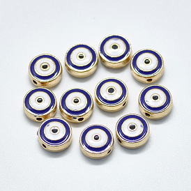 Alloy Enamel Beads, Flat Round with Eye