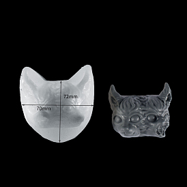 Halloween Theme DIY Double Cat's Head Silicone Molds, Resin Casting Molds, For UV Resin, Epoxy Resin Craft Making