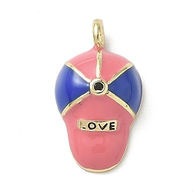Латунные микропроволочные кубические циркониевые подвески из эмали, шляпа с подвесками в виде слова «любовь», реальный 18 k позолоченный