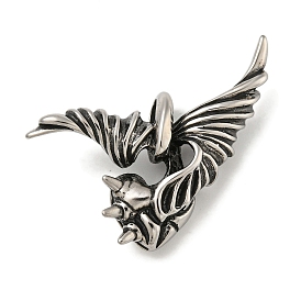 316 Surgical Stainless Steel Pendants, Wing with Heart