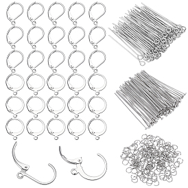 Наборы для изготовления ювелирных изделий своими руками, включая 304 фурнитуру для серег с застежкой-рычагом из нержавеющей стали, а также булавку и открытое соединительное кольцо