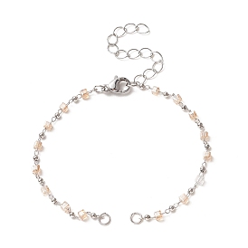 Fabrication de bracelet de chaîne à maillons de perles de verre cube, avec fermoir mousqueton